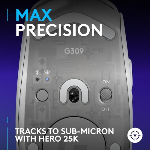 Image of Logitech G309 Lightspeed Wireless Gaming Mouse, Lightweight, LIGHTFORCE Hybrid Switches, Hero 25K Sensor, 300+ Hour Battery Life with AA Battery, 6 Programmable Buttons, PC & Mac - White