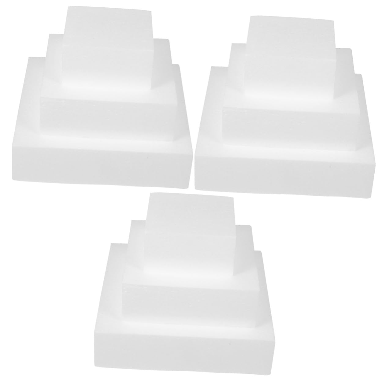Abaodam 9 Pièces Modèle De Gâteau en Mousse Décor De Gâteau Artificiel Accessoire De Mariage Grand Mannequin De Gâteau Cubes De Mousse Petit Gâteau Anneau De Gâteau Faire Tourner Blanche