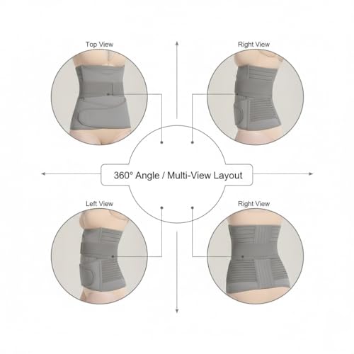 Image of Amazon Brand - Solimo 3-in-1 Post Pregnancy Abdominal Belt for Women - C-Section Abdomen Belt & Belly Wrap for After Delivery Recovery - Adjustable Postpartum Belt, Maternity Belt for Waist, Pelvis & Tummy Support (Free Size) (GREY)