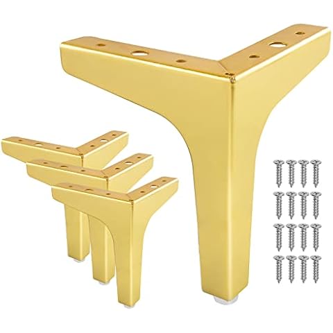 6"/15cm Triangle Furniture Legs, A Set of 4 DIY Modern Metal Diamond Sofa Feet Replacement for Cabinet Cupboard Sofa Table Couch Legs Couch Chair Legs(Gold) Cover