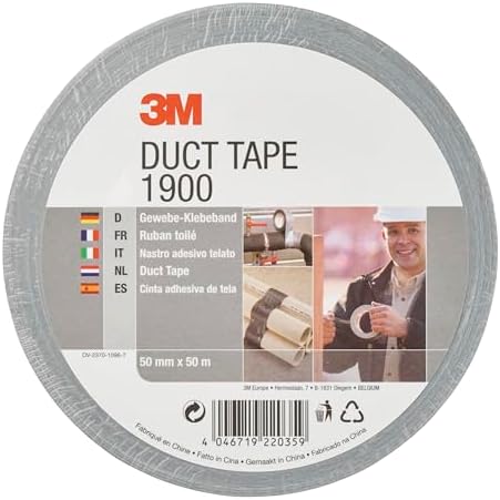 3M Gewebeklebeband 1900 in Silber-Grau 50mm x 50 m – Duct Tape / Panzerband handreißbar & wasserfest für universelle Anwendungen wie Markieren, Abdichten, Bündeln – 1-er Pack