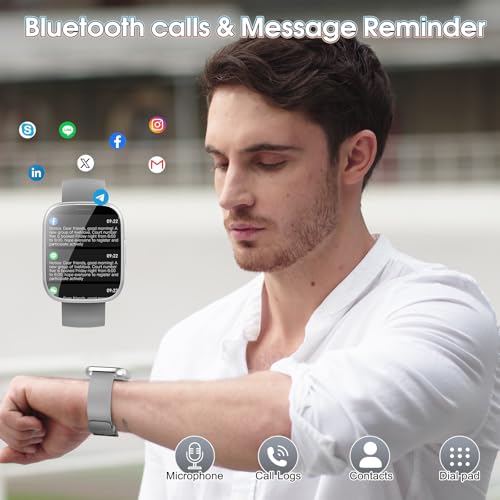 Image of Smart Watches for Men Women, 1.95 inch HD Touchscreen Fitness Tracker with Bluetooth Calls, IP68 Waterproof, 120+ Sport Modes, 7-Day Battery, 24 /7 Heart Rate & Sleep Monitor for Android iOS (Gray)