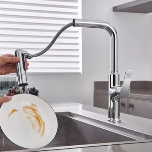 Mitigeur de cuisine en laiton robinets de cuisine extractibles 5 modes brossé
