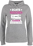Fahrzeuge Fahrrad Bagger und Co. - Echte Mädchen Fahren Wohnmobil - L - Grau meliert - Camping Hoodie - JH001F - Damen Hoodie und Kapuzenpullover für Frauen