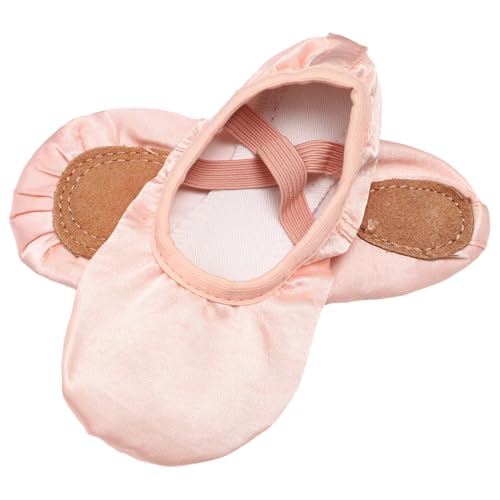 renvena Girls Satin Ballet Flat Shoes Split Sole Slippers Ballroom Dance Shoes for Modern Dance Performance