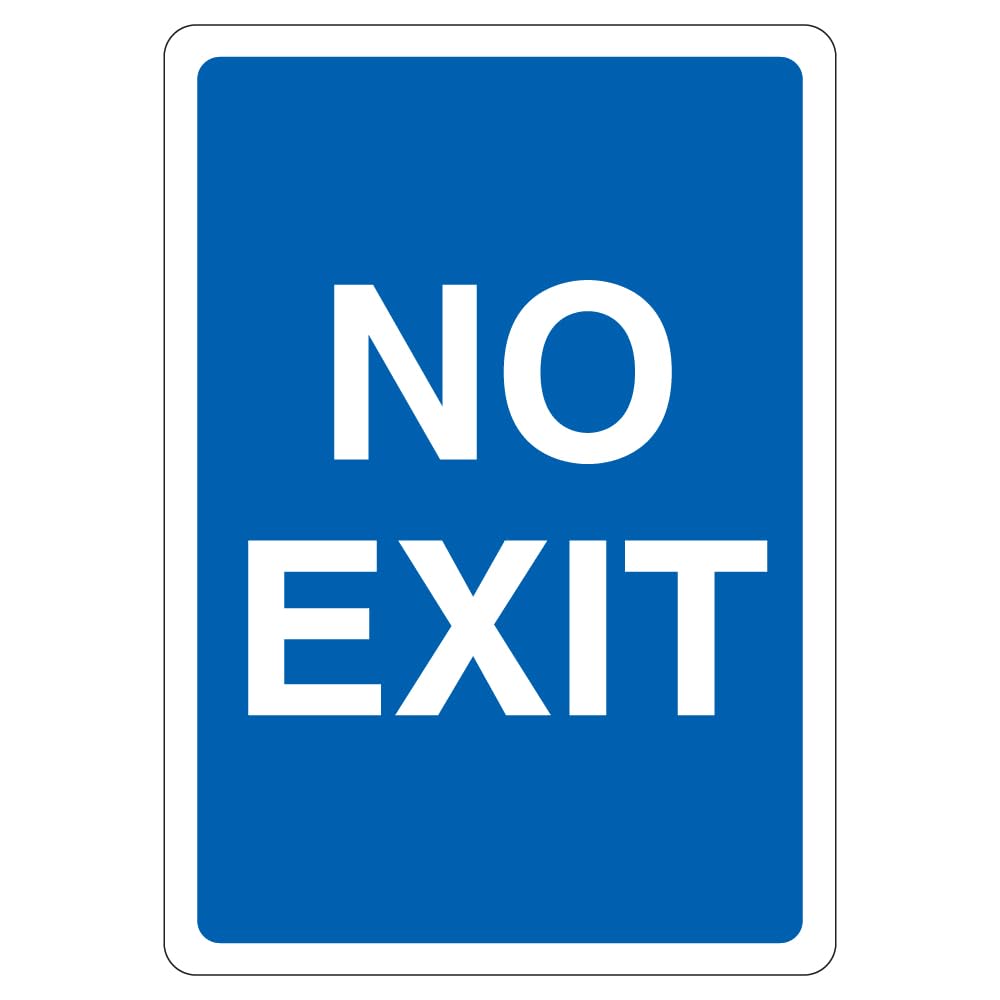 V Safety No Exit - Blue 210 x 297 mm (A4) - 3mm Aluminium Composite Safety Sign