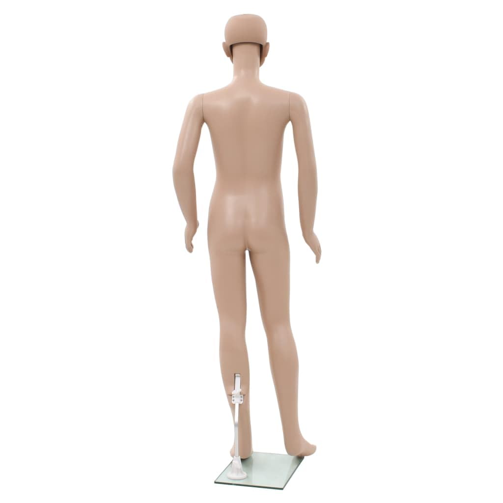 vidaXL Maniquí Niño Cuerpo Completo Beige 140 cm Vidrio Muñeco Modelo de Ropa