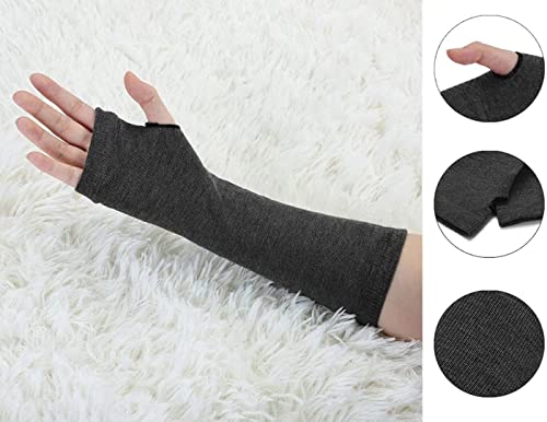 Image of Women's Long Knitted Fingerless Gloves Thumbhole Stretch Arm Warmers
