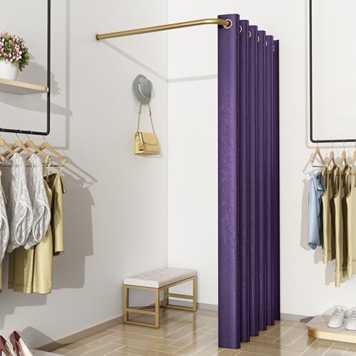 Rideau de vestiaire occultant avec tringle dorée et cloison murale amovible pour magasin