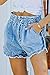 YOCUR Womens Casual Denim Shorts Trendy Jean Shorts High Waisted Baggy Denim Shorts Fringe Buttom Distressed Shorts Pockets Short Pants Light Blue L