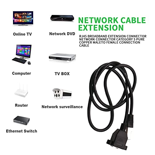 V Telesky Cat 6 Ethernet Cable Extension Cord ， Rj45 Network Patch Cable -3.3 Feet （1 Meters） Male To Female Connector Support Cat6 / Cat5E / Cat5 Standards (Black, 2Pack) #TOP7