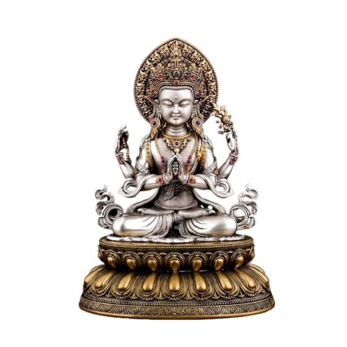 Guanyin à quatre bras en laiton pour créer un coin méditation dans votre étude
