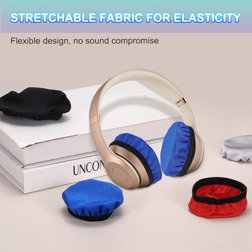 3 pares de cubiertas para almohadillas de audífonos (3.5"-4.3") - Cubierta universal de tela lavable y extensible para auriculares, compatible con la mayoría de audífonos tipo on-ear, negro miniatura 6