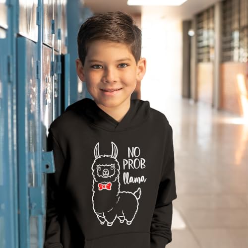 No Probllama Kids' Hoodie - Cute Animal Hooded Sweatshirt - Funny Llama Hoodie for Kids4