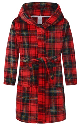 Image of Kid Fleece Hooded Robes Girls Bathrobes Boys Soft Plush Sleepwear Toddler Fuzzy Pajamas