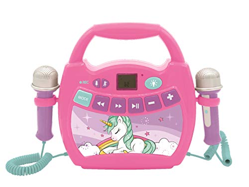 LEXIBOOK, Unicorn, Portable karaoke digital player for kids Microphones, Light effects, Bluetooth®