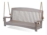 Rockerman 5' Outdoor Solid Acacia Porch Swing (Weathered Gray),29” H x 72” W x 28 D(5ft Porch Swing)
