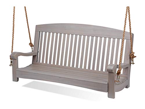 Rockerman 5' Outdoor Solid Acacia Porch Swing (Weathered Gray),29” H X 72” W X 28 D(5Ft Porch Swing) #TOP9