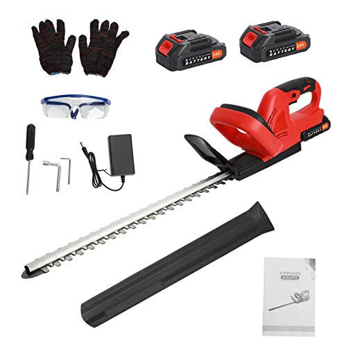 Taille-haie Électrique Sans Fil 800W - Batterie 21V - Lame 51cm - Coupe 15mm - Rouge