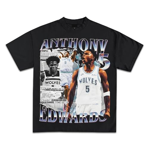 Anthony Edwards Newspaper Graphic T-Shirt | Y2K Vintage Basketball Rap | Premium Heavyweight Shirt for Men & Women