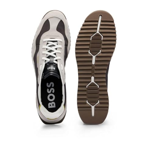 Image of BOSS Men's Zayn Low Profile Suede Leather Two Tone Sneaker