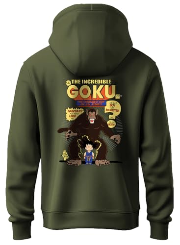 Image of XENOVAURBAN Anime Hoodie | Unisex Fit Cotton Fleece | Graphic Printed Pullover Hooded Sweatshirt - HOPU-FB-DBZ-OLV-XL