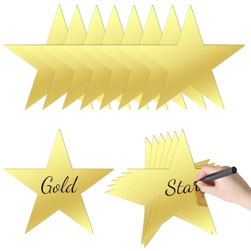 EnioyView Gold Star Cutouts 11 Inch 15 Pcs Double Printed Paper Stars
