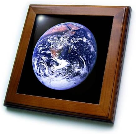 3dRose ft_1246_1 Planet Earth Framed Tile, 8 by 8-Inch