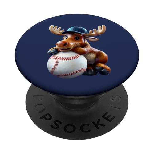 Cute Baseball Moose Animal Mascot Fan Design Seattle Vibes PopSockets Adhesive PopGrip