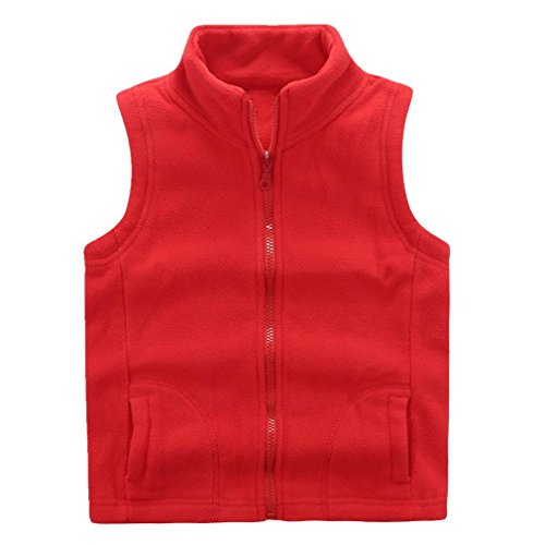 Motteecity Boys' Warm Zipper Fleece Vest Size 4T Red