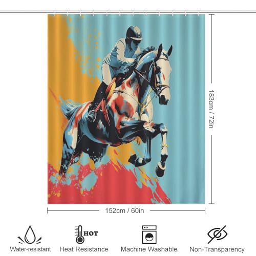 Rideau douche lavable et imperméable motif cheval tissu polyester