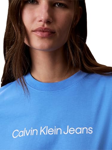 Calvin Klein Women's A- Inst. Logo Classic Tee Ss Lv047C912G Graphic Tees, Blue (Marina), XS 4