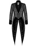 Article punk rave authentique Punk Rave pour Hommes Gothique Queue de Pie Veste Noir Brocart Steampunk Aristocrate Régence - Noir, 4XL