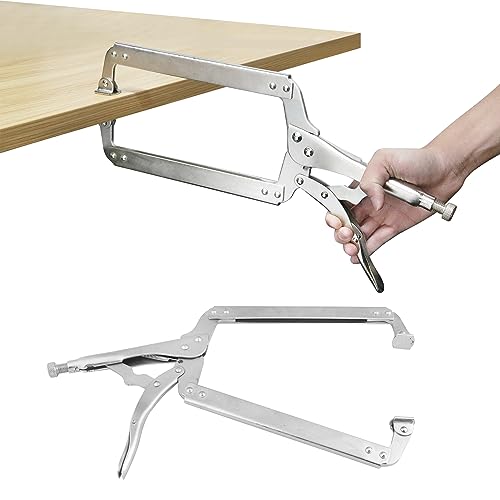 Genhakon 2 Pack 18 Inch C Clamp Locking Pliers,Locking C Clamp, Adjustable Nickel Plated C Pliers For Wood Working thumb #5