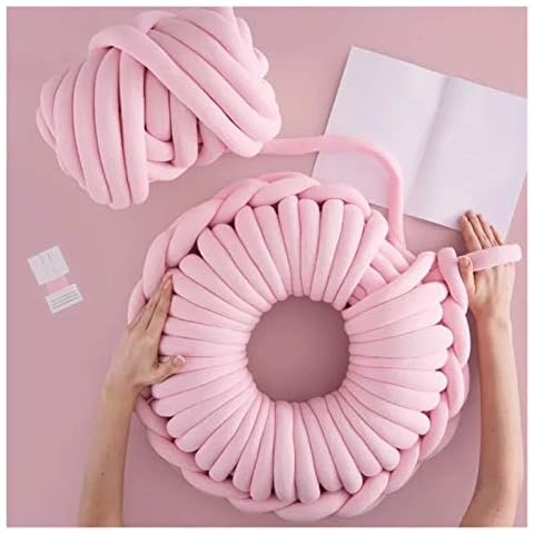 HXYIYG Chunky Yarn 500g Super Thick Chunky Yarn Cotton Tube Yarn Alternative DIY Bulky Arm Knitting Blanket Hand Knitting Spin Yarn Arm Knitting Yarn (Color : Pink) Cover