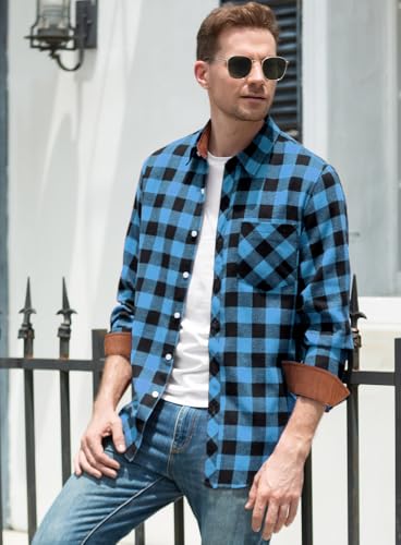 Image of Betusline Boy and Men Button Down Plaid Shirt