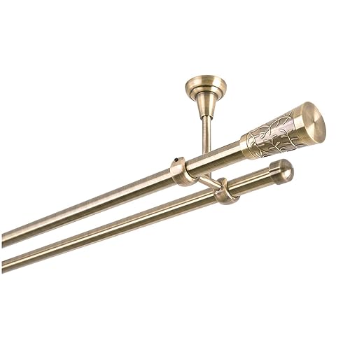 MDEKOR Gardinenstange 19 mm 2-Läufig Deckenbefestigung Antik-Gold Metall...