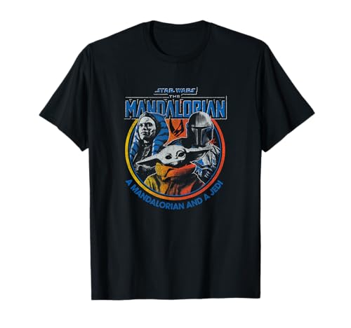T-shirt Star Wars The Mandalorian vintage haut geek coton imprimé cercle