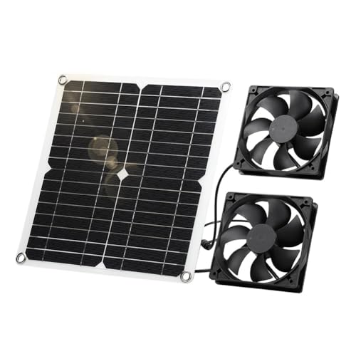 Eioeeklop Ventilador, Ventilador de Panel de 12 W, Resistente A la Intemperie, con Ventilador Doble de para Gallineros Pequeños, Invernaderos, Escape de Ventana