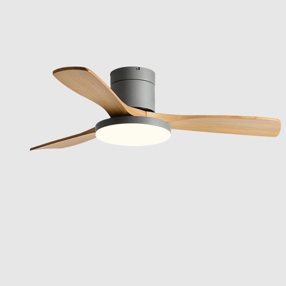 Ventilateur de plafond silencieux pour chambre et salon avec moteur CC et 3 pales bois