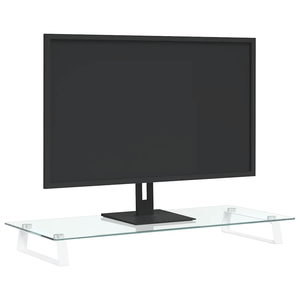Generico Supporto per Monitor Bianco 80x35x8cm Vetro Temperato e Metallo,Dispositivi elettronici,Accessori per dispositivi elettronici,Accessori per Computer,Rialzi e Supporti per computer-374221