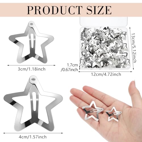 Pinzas de Estrella Plateadas de Metal 40 Piezas miniatura 2