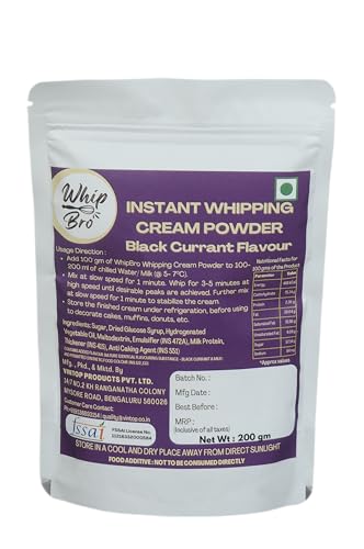 Image of WhipBro Whipping Cream Powder | Black Currant Flavour | Baking & Dessert Use (200 g)