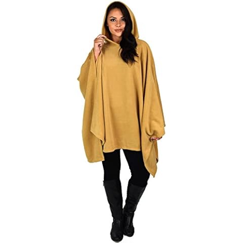 Dare2BStylish Women Poncho Style Hoodie Sweater Fleece Cover Up for Cold Weather Khaki Cover