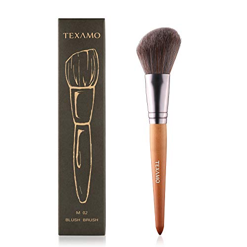 Angled Contour Kabuki Makeup Brush - Large Sculpting Contouring Angle Brush for Face - Pro Contour Highlighter Blush Bronzer Cosmetics Brush- Natural Wooden Handle Super Soft Dense Bristles with Case