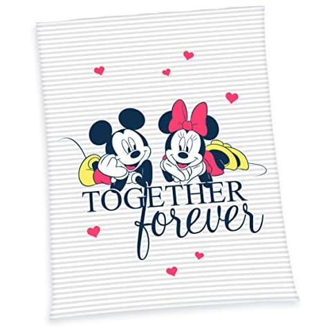 Klaus Herding GmbH Disney Flanell Fleecedecke Mickey & Minnie 150x200cm Mikrofaser Tagesdecke Kuscheldecke Decke Überwurf für Erwachsene Kinder Mädchen Jungen Cover