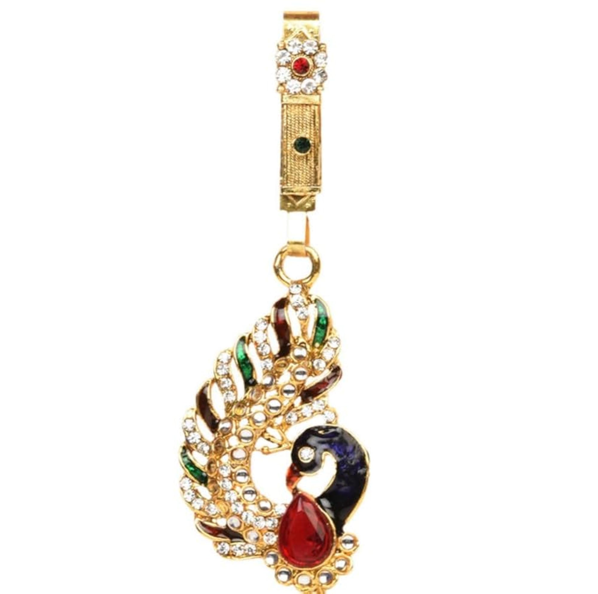 Gold Plated Peacock Design Kundan & Pearl Juda Pin