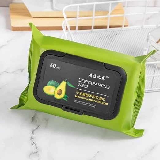 Black Sparrow Fresh Clean Glow makeup remover wipes 60 pcs Wet for Face Avocado plant extract-Super Soft Face with Gentle Cleansers Refreshing Soothing Hydrating-image-21