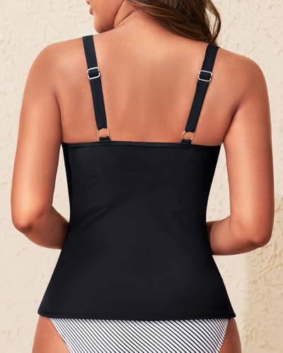 Women Tankini Bathing Suit Top - Ruched Tummy Control Swimsuit Top Modest Swim Tank Top Only No Bottom 20253