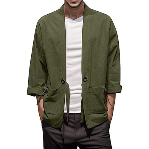 Veste haori homme coton lin fluide pour silhouette élégante sans transpirer